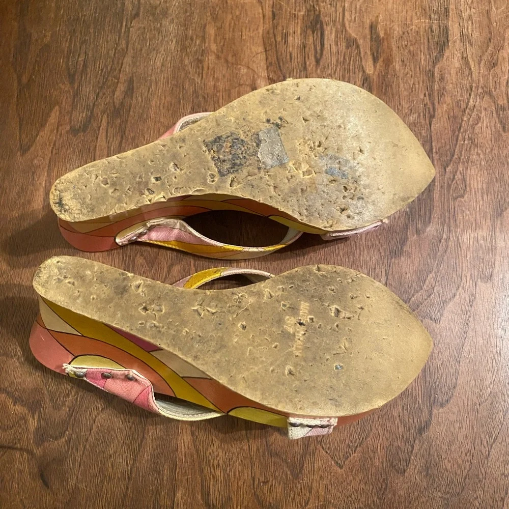 Emilio Pucci Pink and Orange Vintage Platform Shoes - Picture 6 of 8